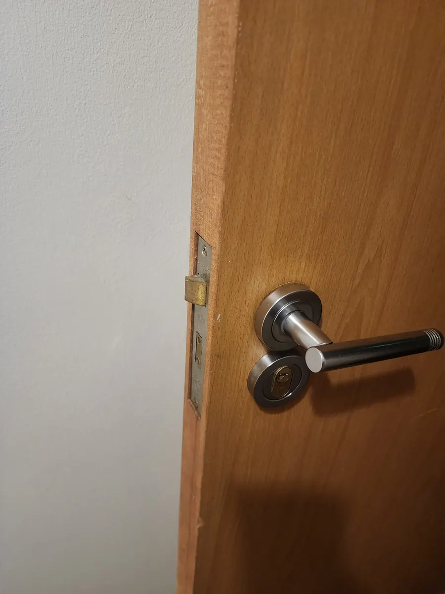 Internal door lever and latch.